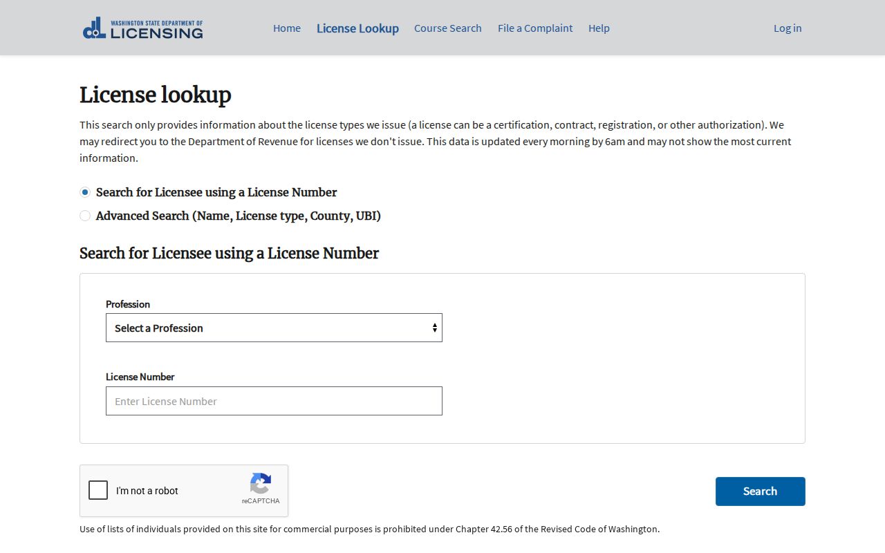 South Hill public records professional license lookup